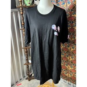 Staycold Apparel Black Graphic Print T-Shirt Dress Spooky Eyes Extra Large